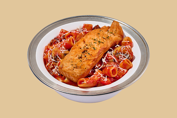 토마토미트파스타(연어스테이크)